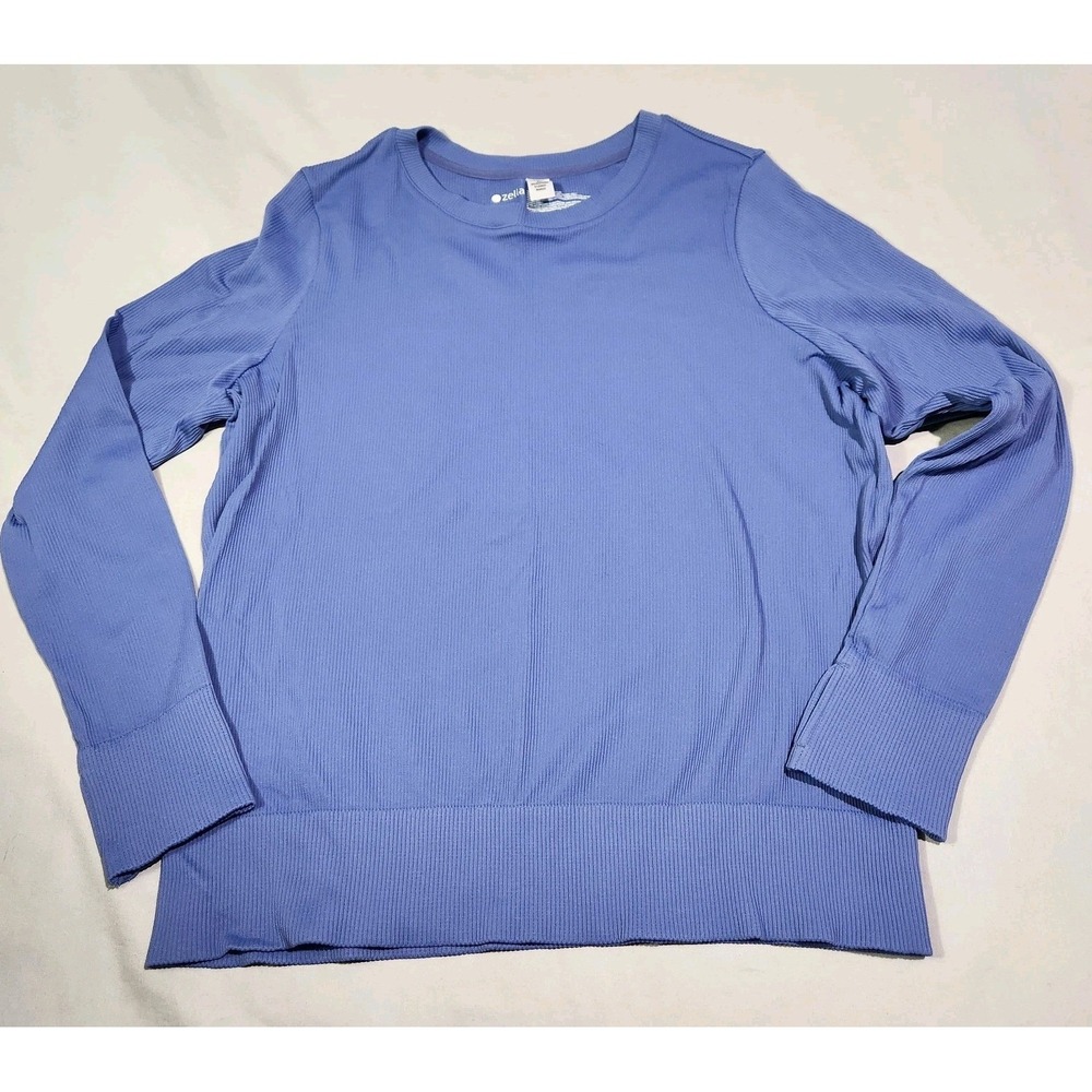 ZELLA Ribbed Long Sleeve Drifit T-Shirt XL Heathered Lilac Thumb Holes Stretch
